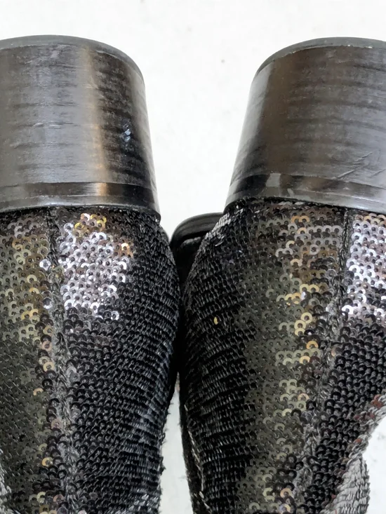 Christian Louboutin Side Zip Boots Black Sequins Men 12 45 - Picture 9 of 13